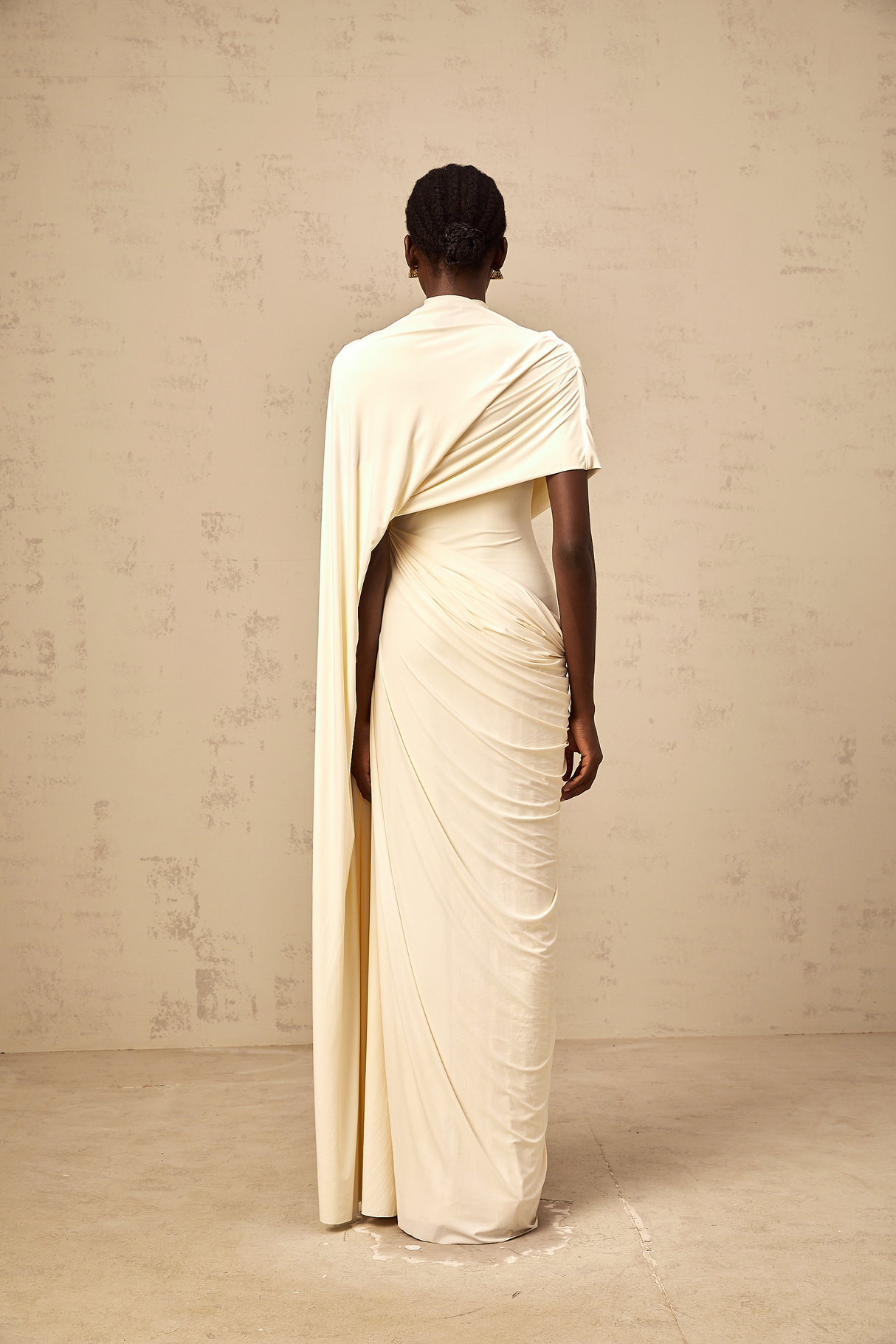 Aurohaya Fenella Asymmetrical Draped Cape & Dress Matching Set
