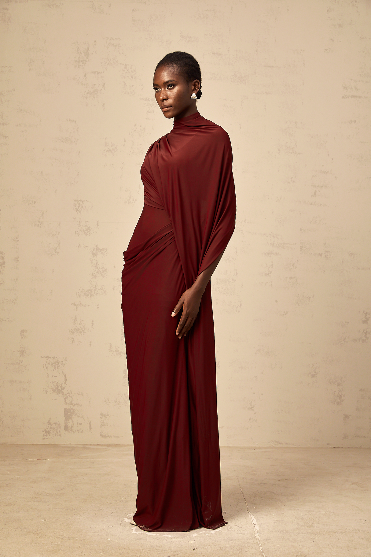 Aurohaya Fenella Asymmetrical Draped Cape & Dress Matching Set