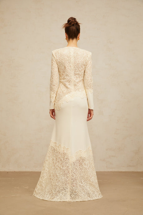 Aurohaya Mathilde White Embroidered Maxi Dress