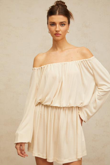 Aurohaya Emma neutrals structured-design mini dress