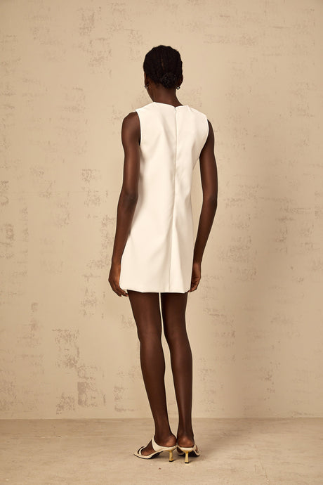 Aurohaya Irène White Sequin Floral Embroidered Mini Dress