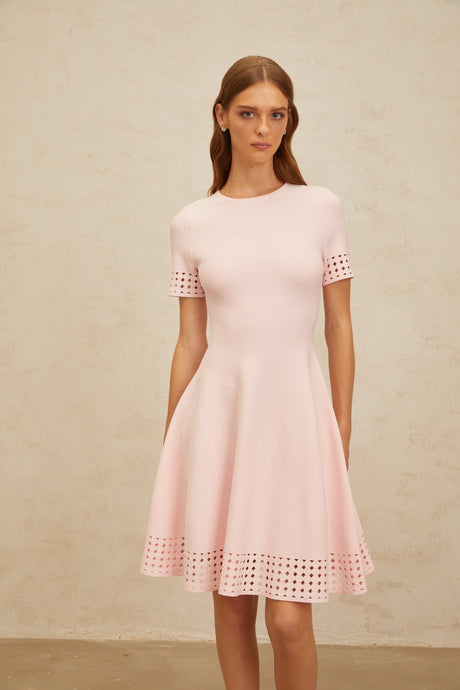 Aurohaya Isidore Pink Cut-Out Detail Knit Mini Dress