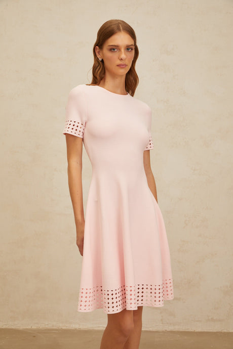 Aurohaya Isidore Pink Cut-Out Detail Knit Mini Dress