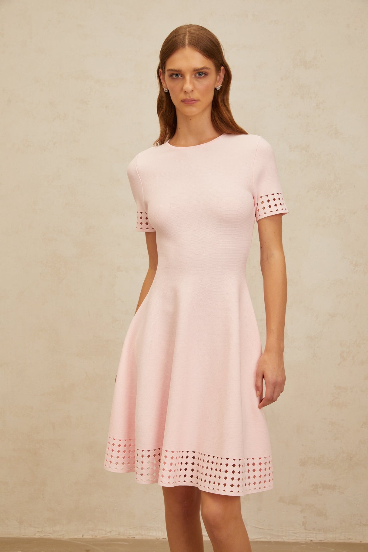 Aurohaya Isidore Pink Cut-Out Detail Knit Mini Dress