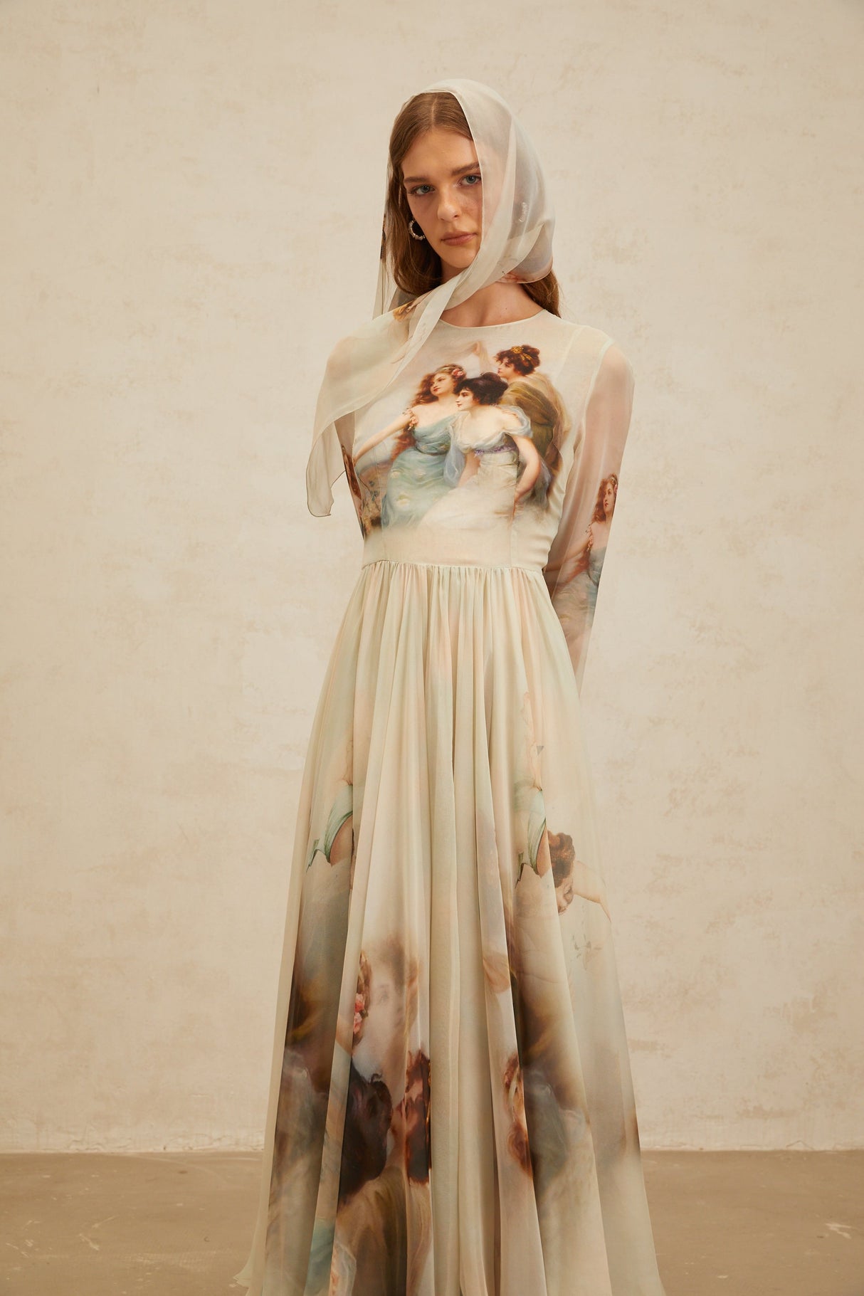 Aurohaya Manon Green Graphic Print Silk Maxi Dress