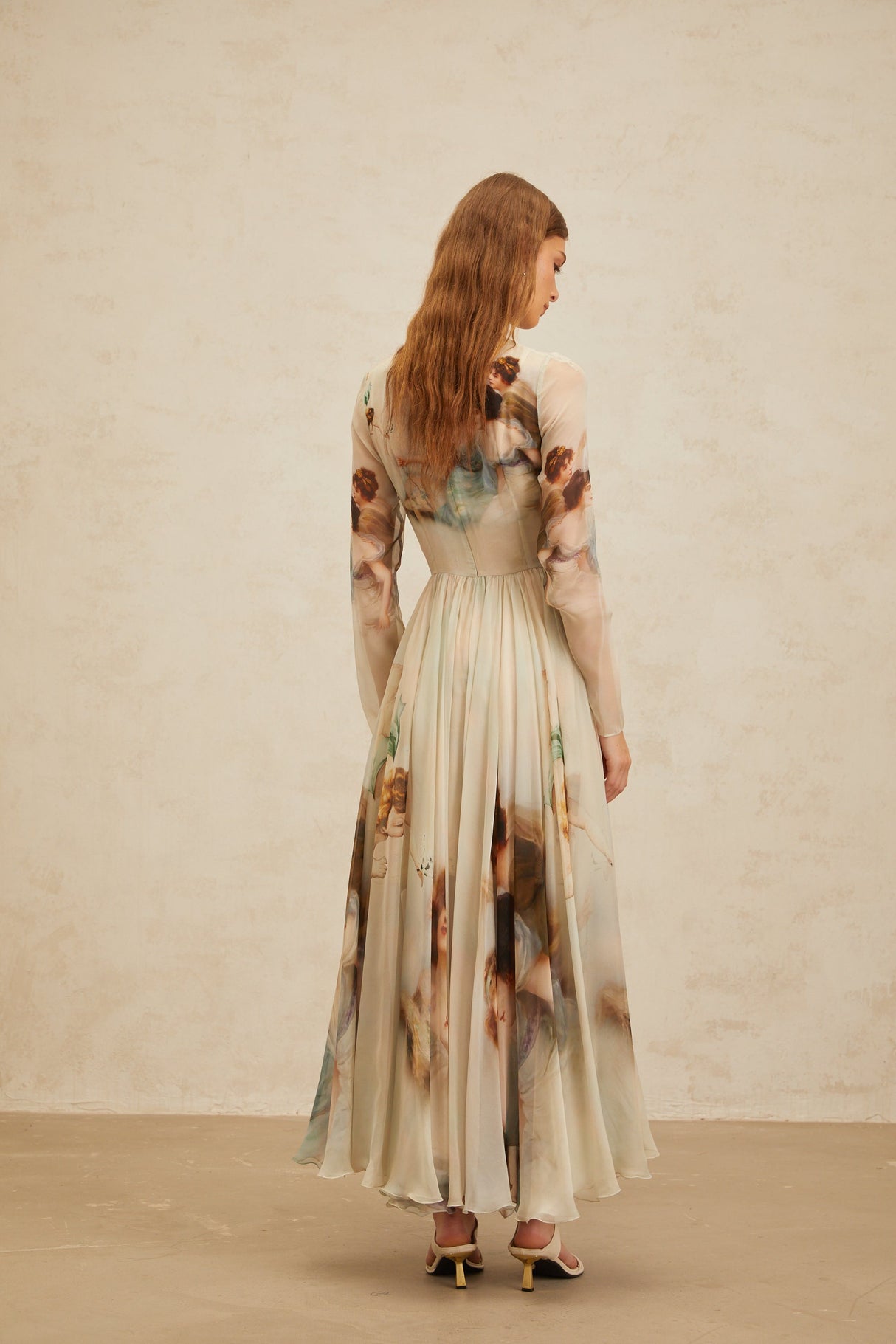 Aurohaya Manon Green Graphic Print Silk Maxi Dress