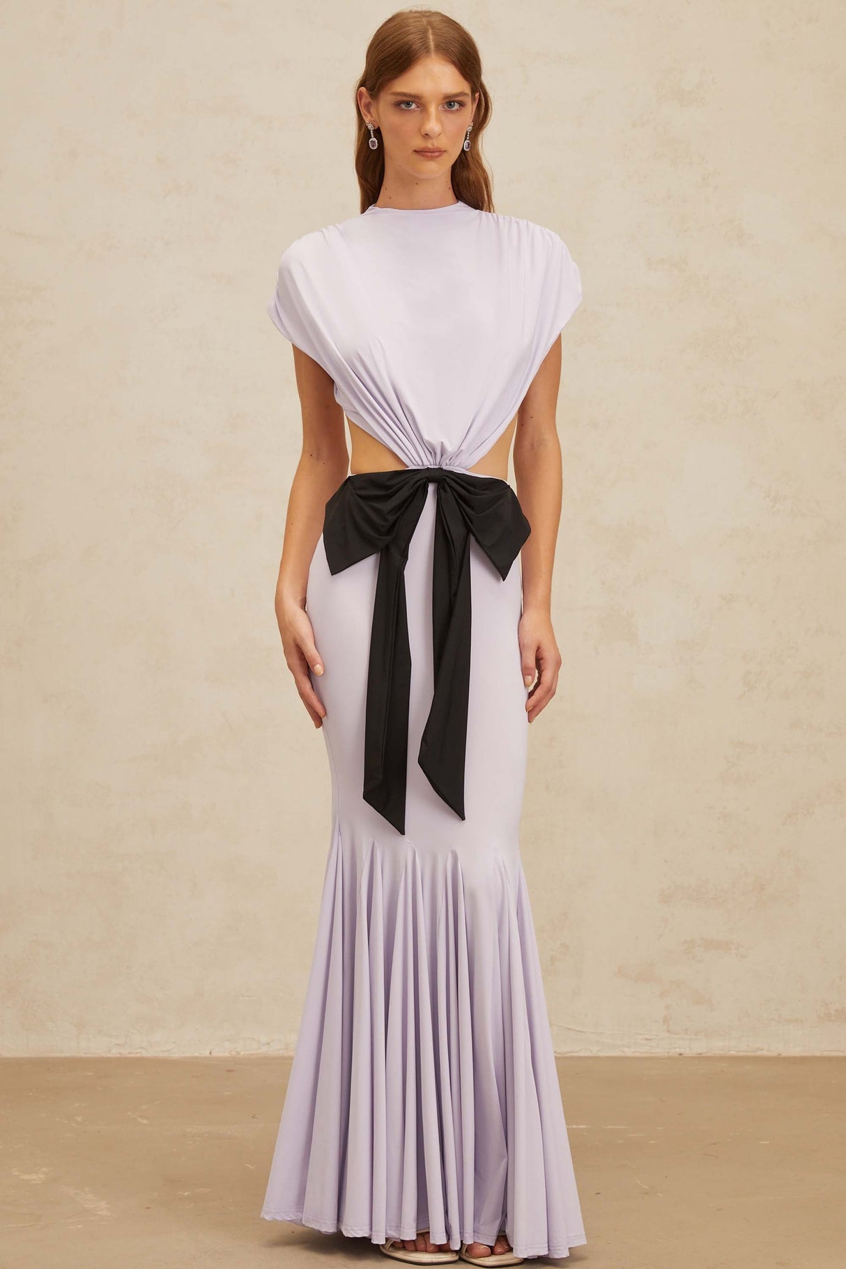 Aurohaya Manon Purple Bowknot Cut-Out Maxi Dress