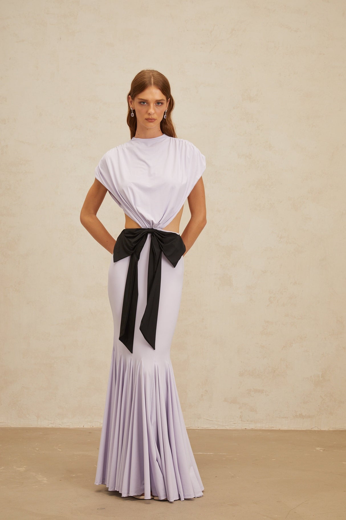 Aurohaya Manon Purple Bowknot Cut-Out Maxi Dress