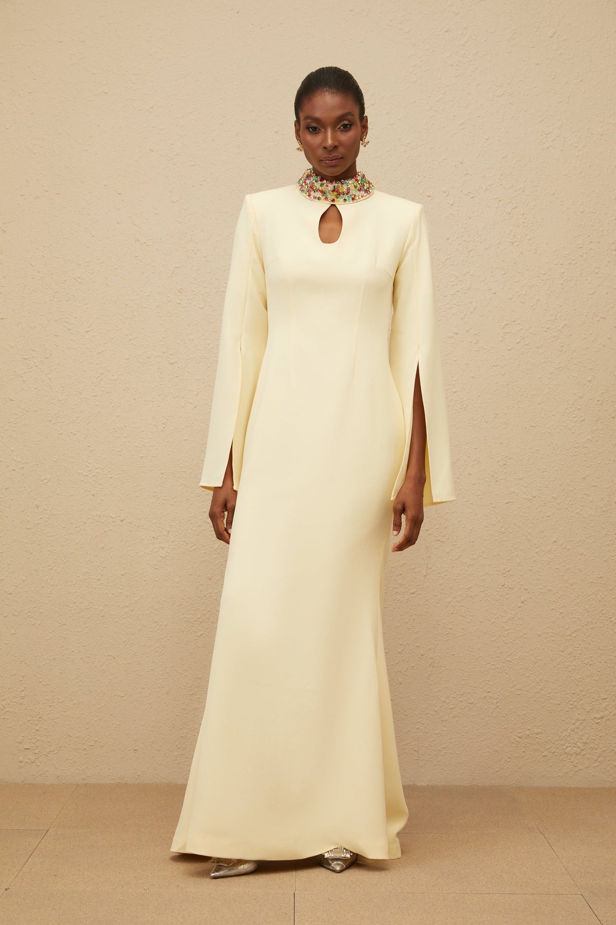 Aurohaya Majestueuse Yellow Keyhole-Detail Mermaid Gown