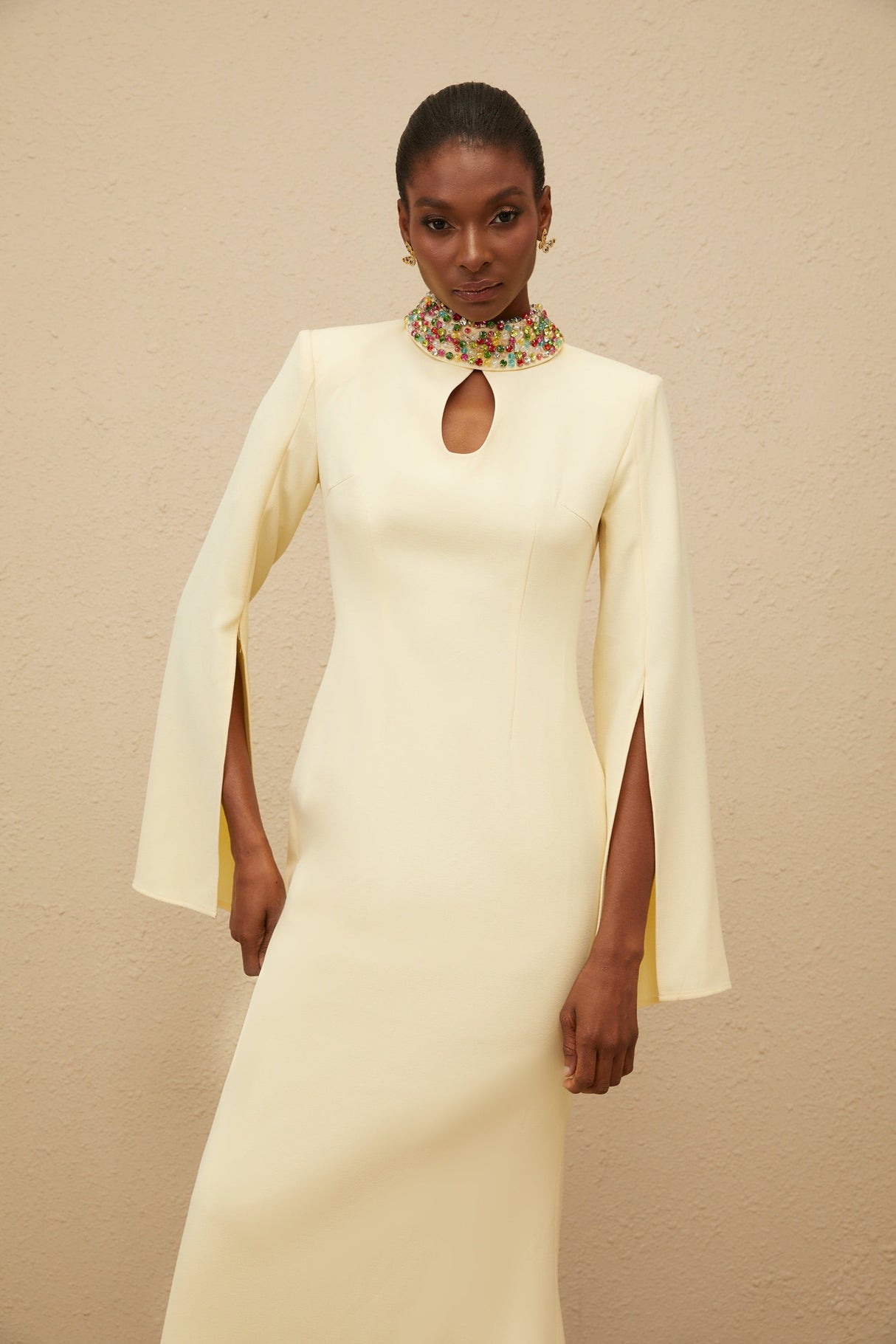 Aurohaya Majestueuse Yellow Keyhole-Detail Mermaid Gown