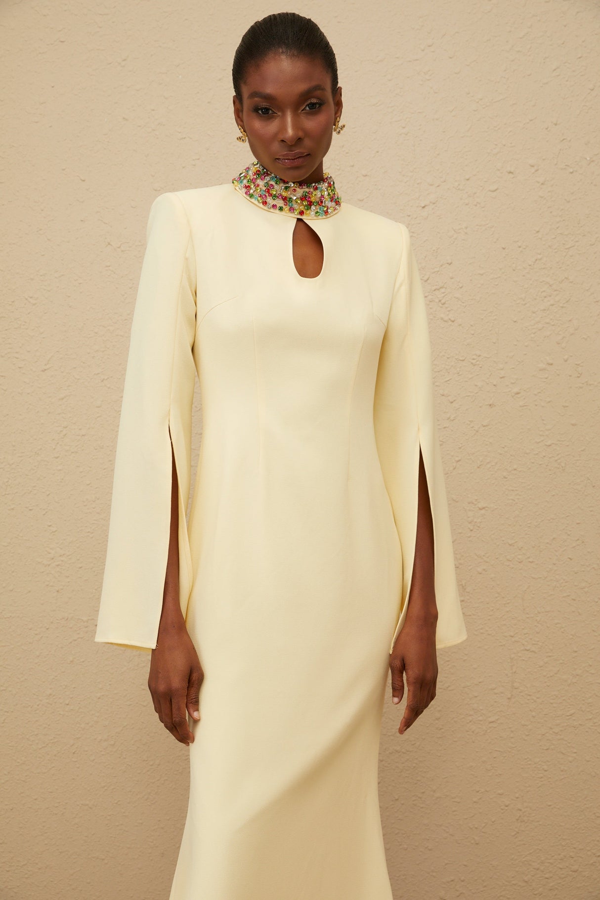 Aurohaya Majestueuse Yellow Keyhole-Detail Mermaid Gown