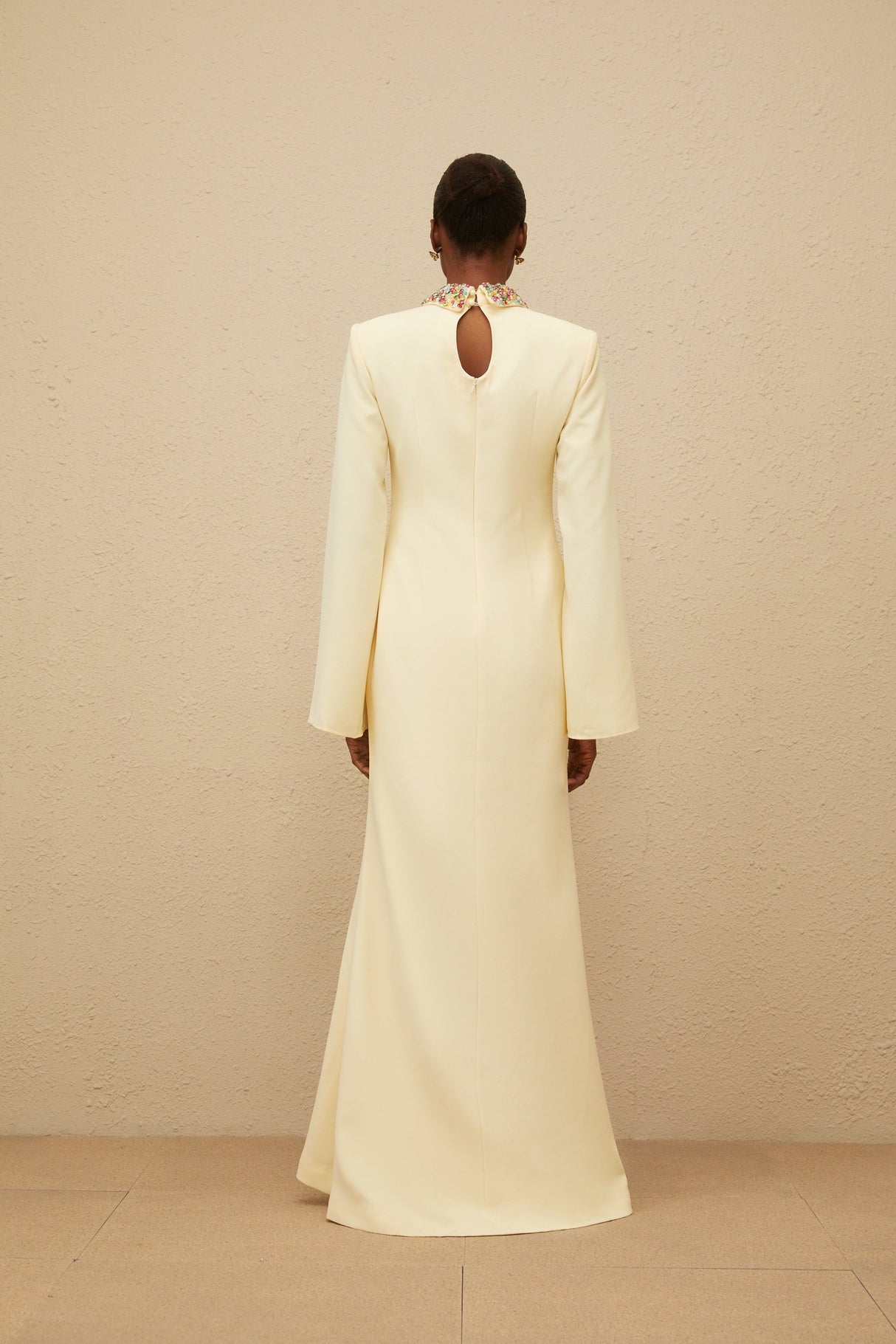 Aurohaya Majestueuse Yellow Keyhole-Detail Mermaid Gown