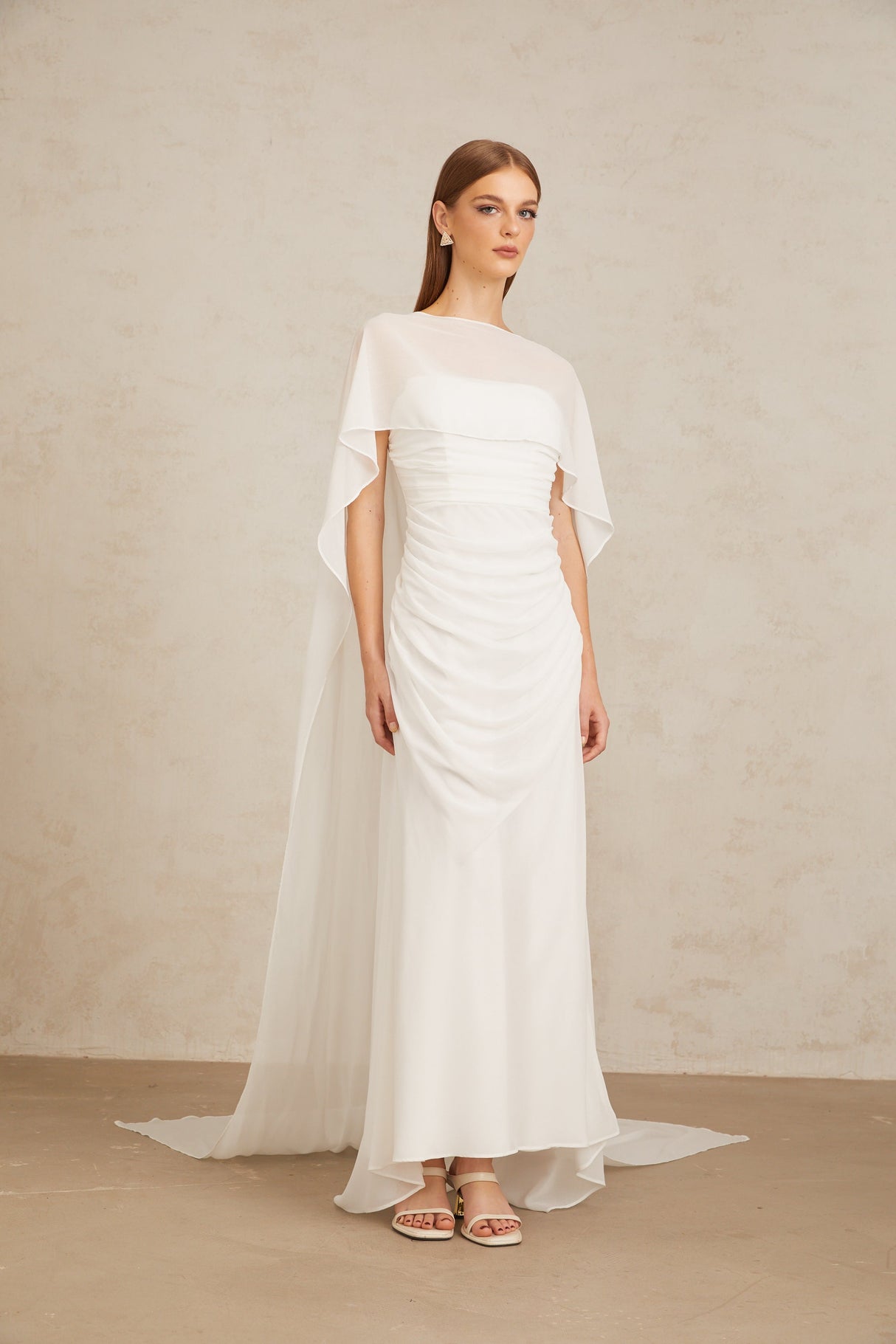 Aurohaya Léonie White Tulle Cape & Dress Set