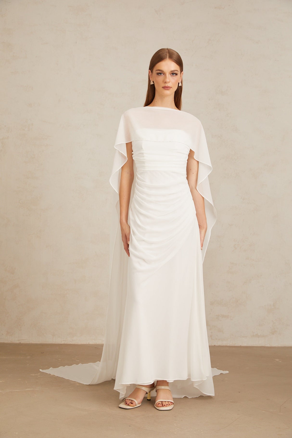 Aurohaya Léonie White Tulle Cape & Dress Set