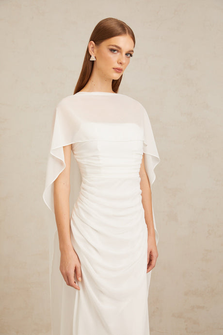Aurohaya Léonie White Tulle Cape & Dress Set