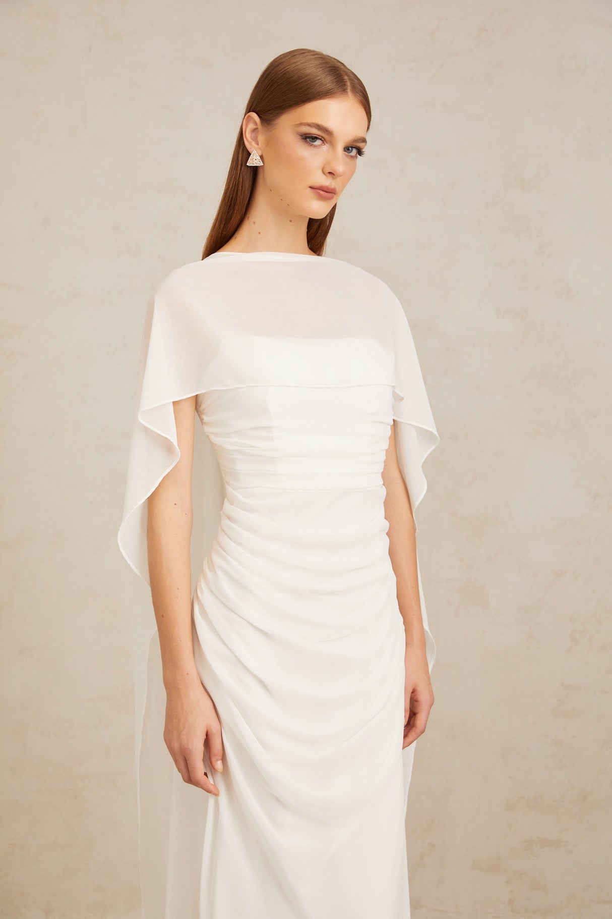 Aurohaya Léonie White Tulle Cape & Dress Set