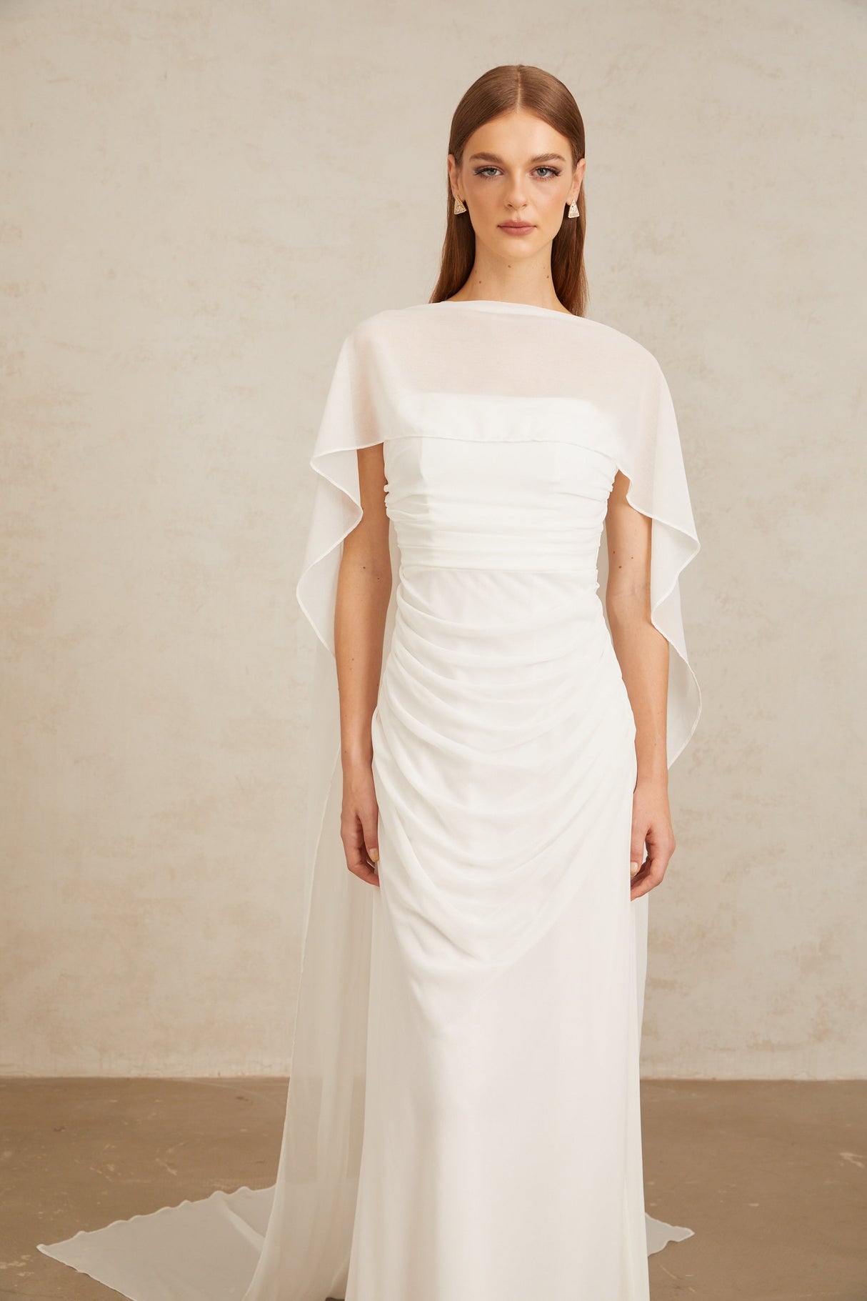Aurohaya Léonie White Tulle Cape & Dress Set