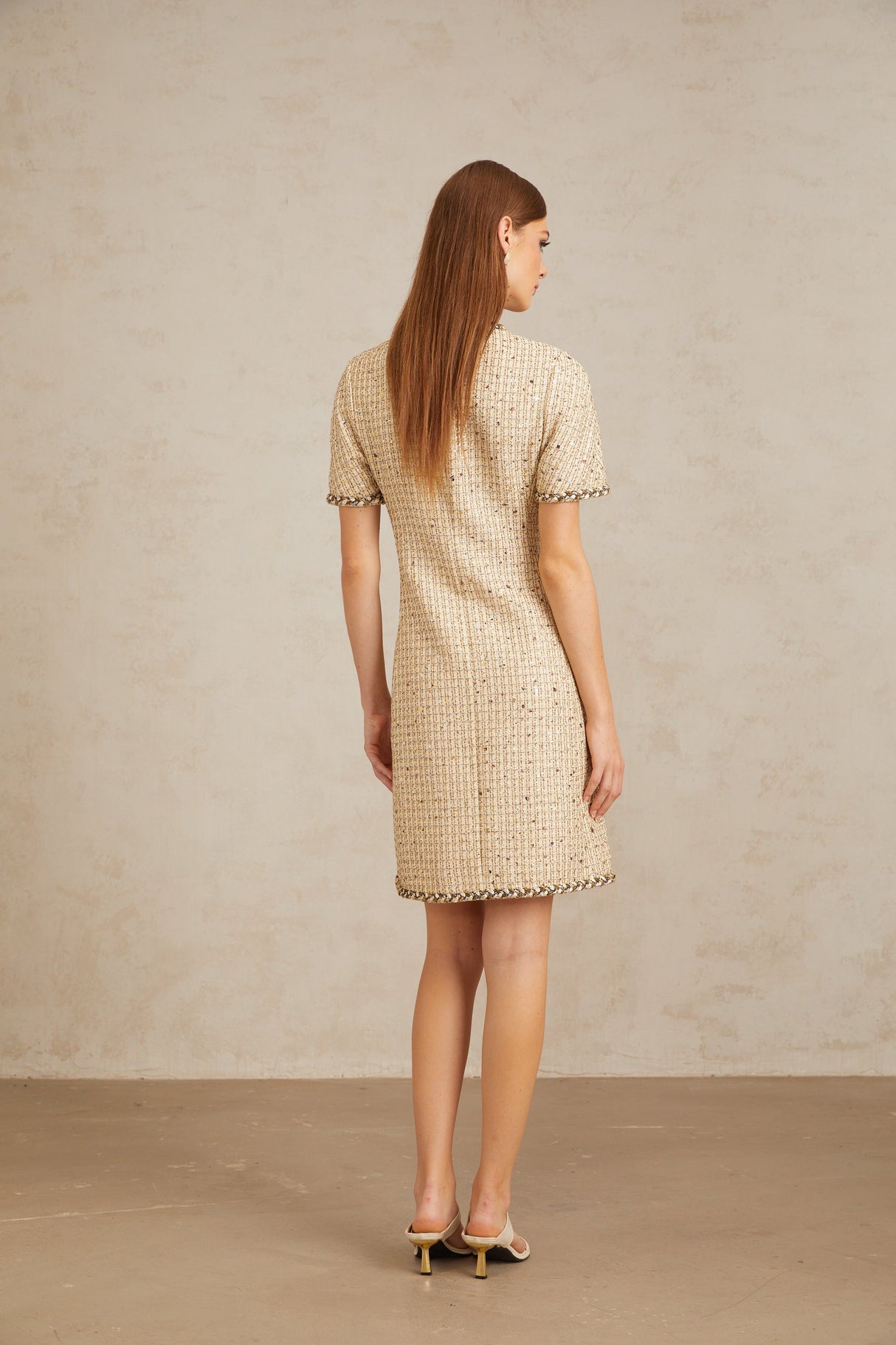 Aurohaya Énergie Neutral A-Line Tweed Mini Dress