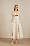 Estelle White Polka Dot Midi Dress
