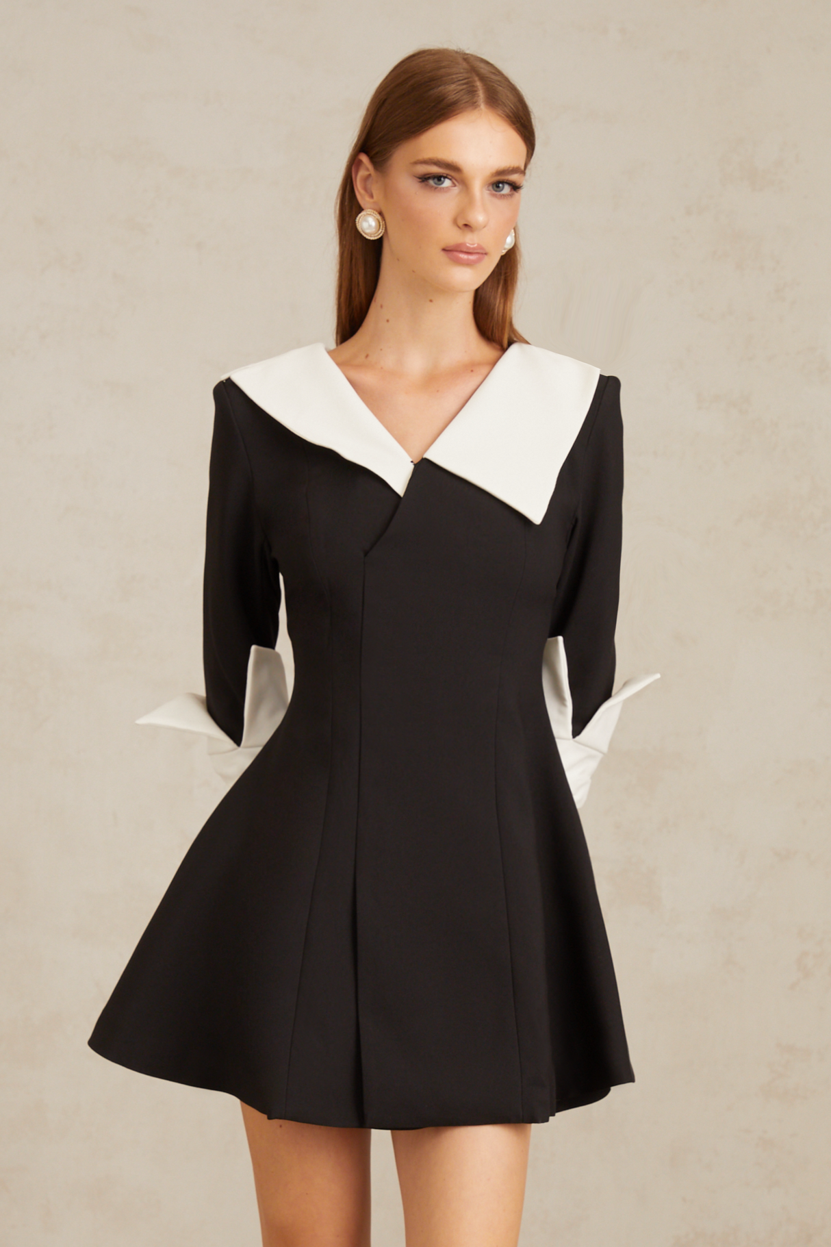Aurohaya Carine Color Block Flared Mini Dress