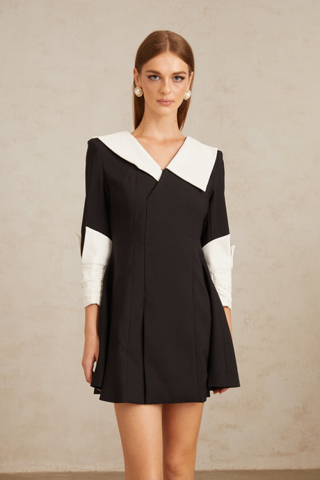 Aurohaya Carine Color Block Flared Mini Dress