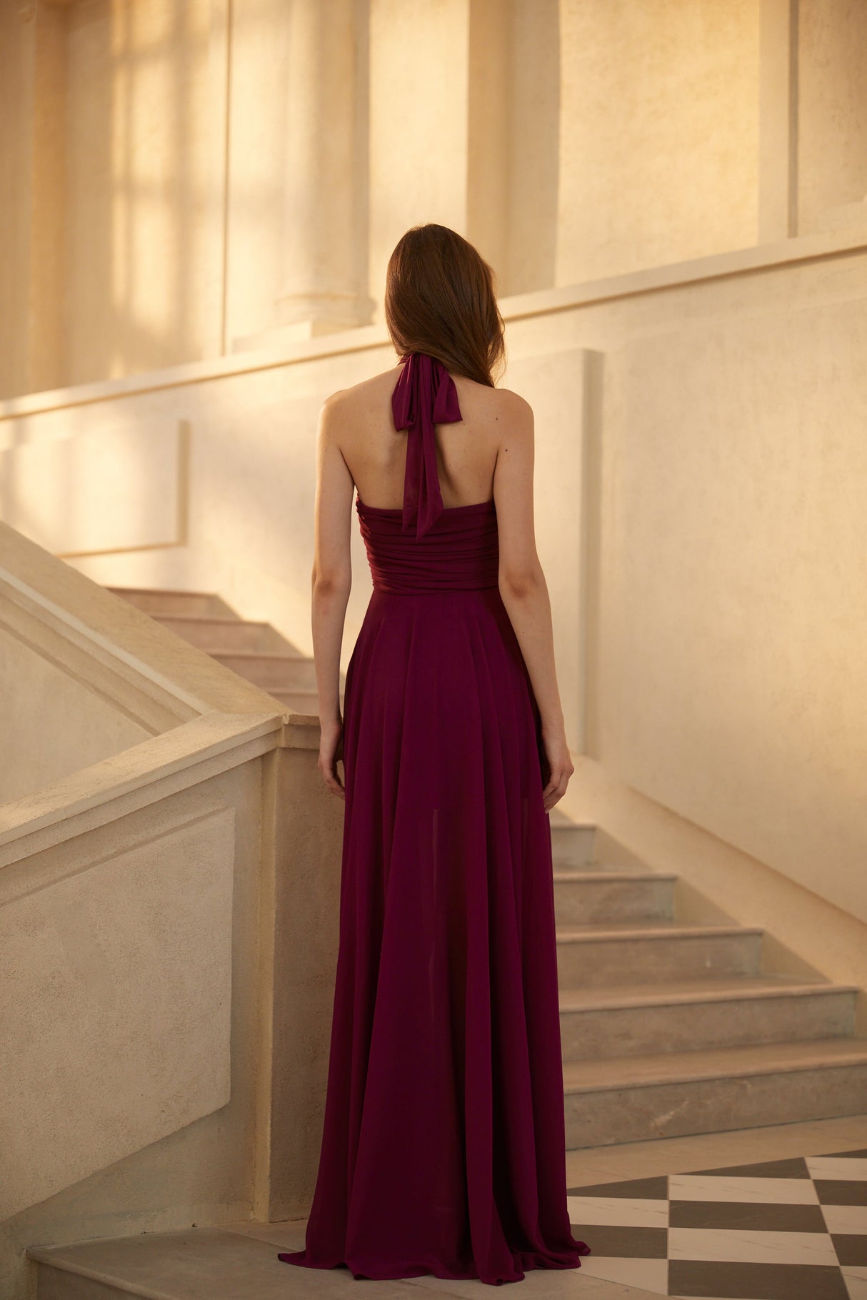 Aurohaya Kerstin Purple Ruched Maxi Dress