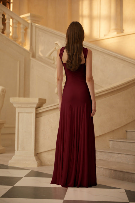 Aurohaya Rêverie Red Sweetheart Neck Maxi Dress
