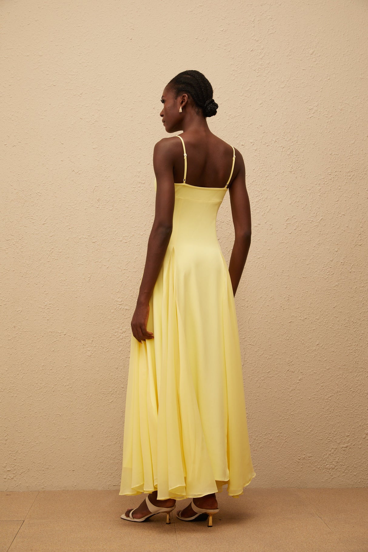 Aurohaya Sofie Yellow Pleated Maxi Dress