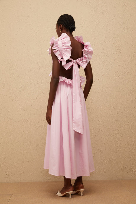 Aurohaya Adélaïde Pink Open Back Maxi Dress