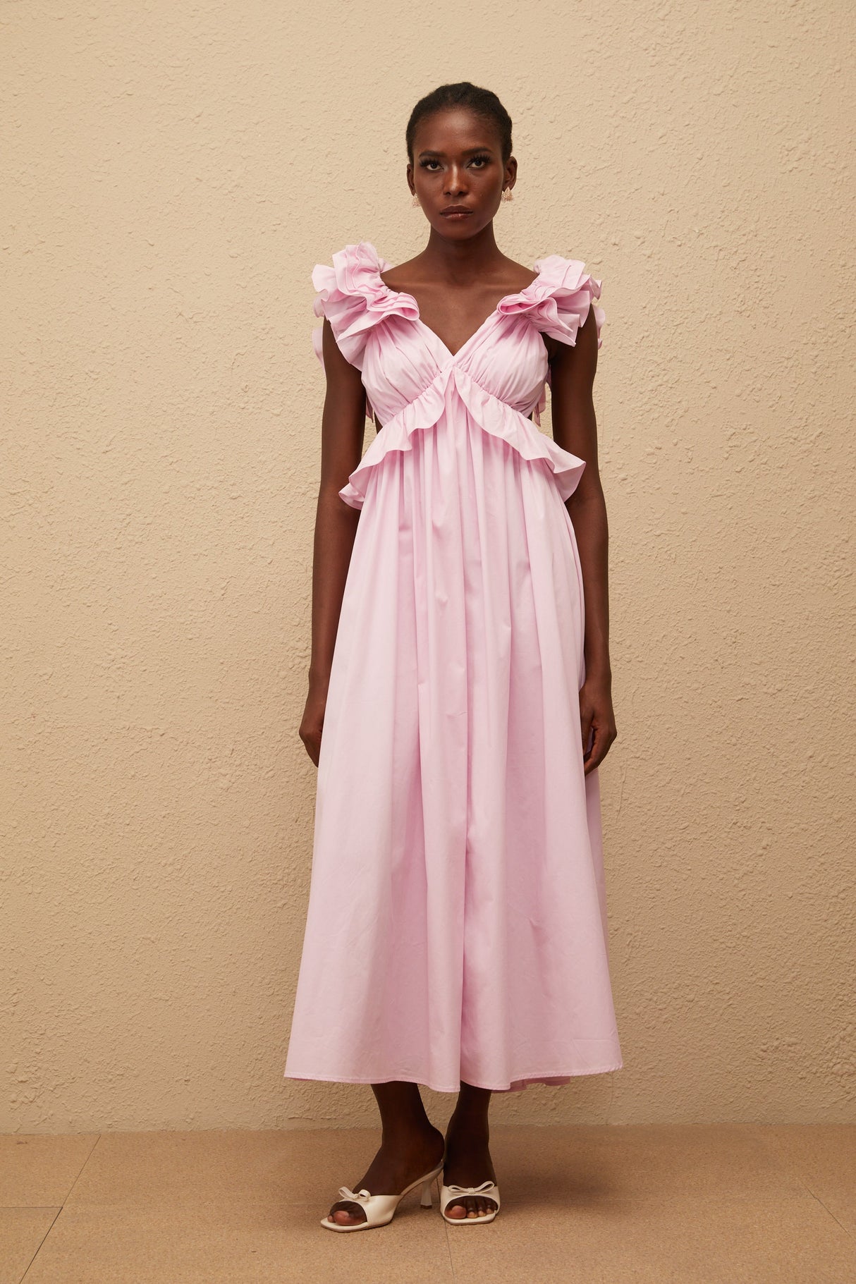 Aurohaya Adélaïde Pink Open Back Maxi Dress