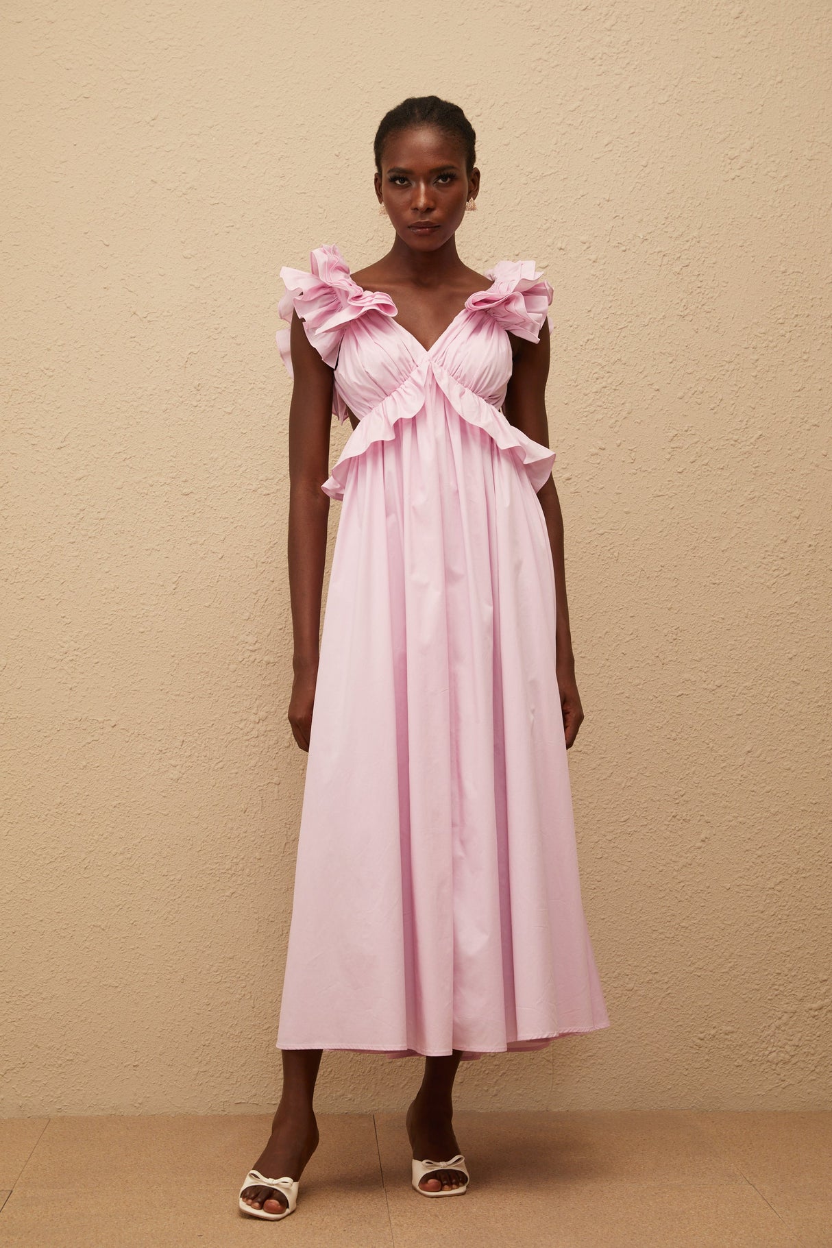 Aurohaya Adélaïde Pink Open Back Maxi Dress