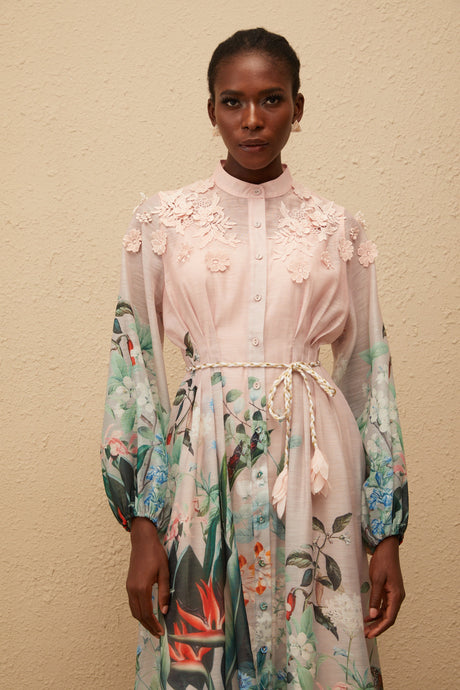 Aurohaya Delphine Green Floral Print Maxi Dress