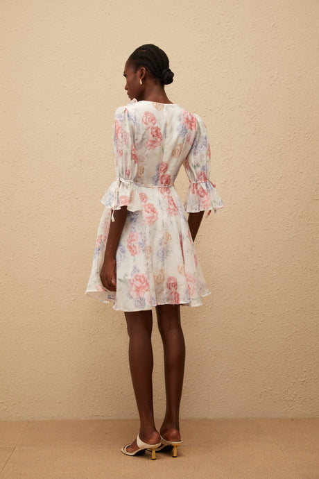 Aurohaya Téa White Floral Appliqué Mini Dress