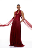 Verdelune Red Gathered Maxi Dress