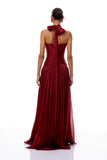 Verdelune Red Gathered Maxi Dress