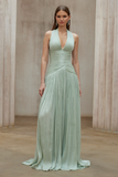 Aurohaya Verdelune Mint Green Gathered Maxi Dress