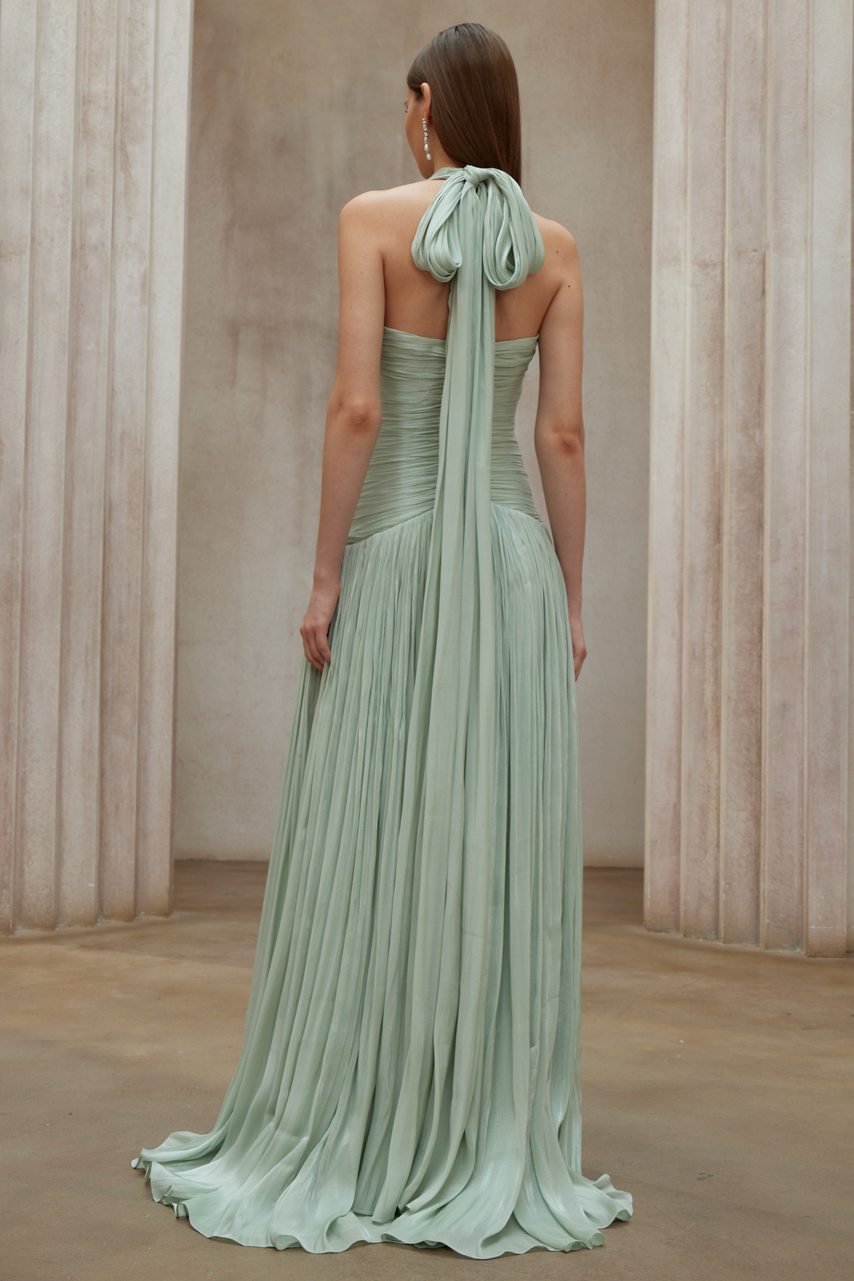 Aurohaya Uranie Mint Green Gathered Maxi Dress