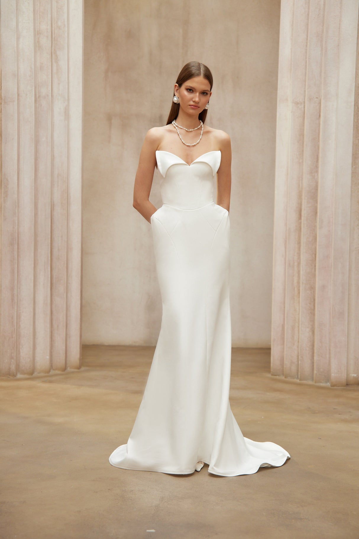 Aurohaya Alba White Barrel Waist Corset Maxi Dress