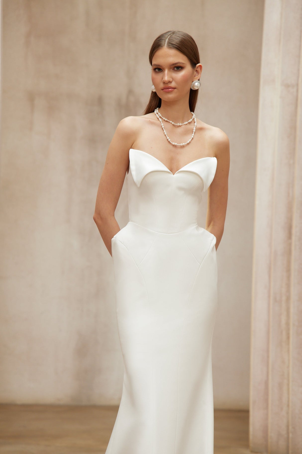 Aurohaya Alba White Barrel Waist Corset Maxi Dress