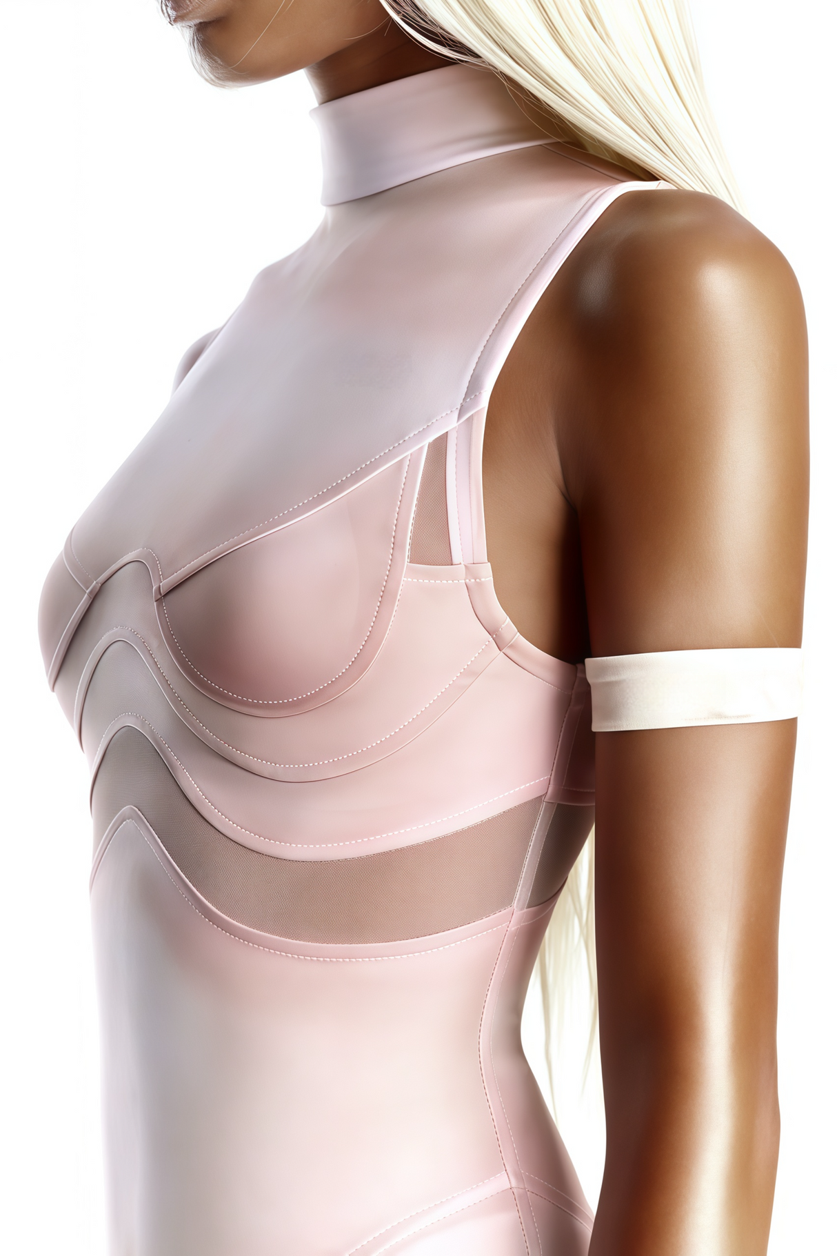 Aurohaya Néon Pink Mesh Panel Playsuit