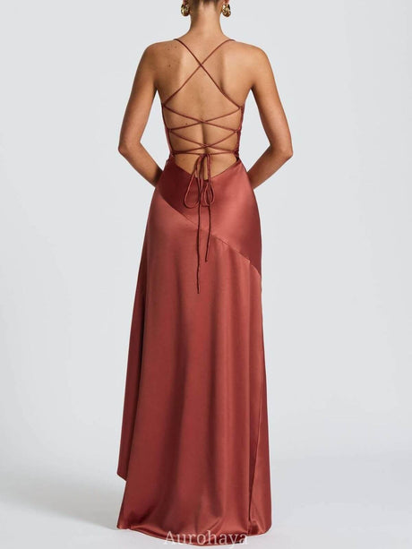 Aurohaya Delphine Spaghetti-Strap Ruffle Maxi Dress