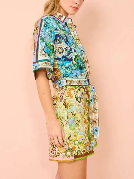 Aurohaya Special Satin Print Mini Dress