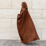 Bright Satin Solid Color Bat Sleeves Open Abaya