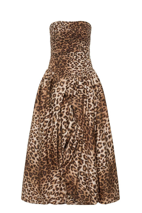 Aurohaya Jeanne Hydrangea Floral Strapless Maxi Dress