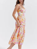 Strap A-Hem Floral Midi Dress