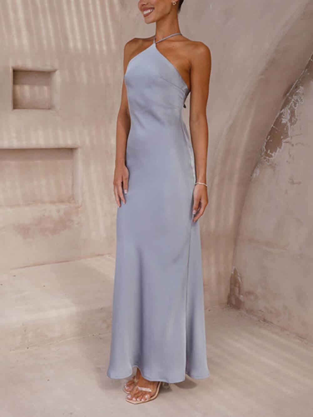 Aurohaya Unique Neckless Backless Maxi Dresses