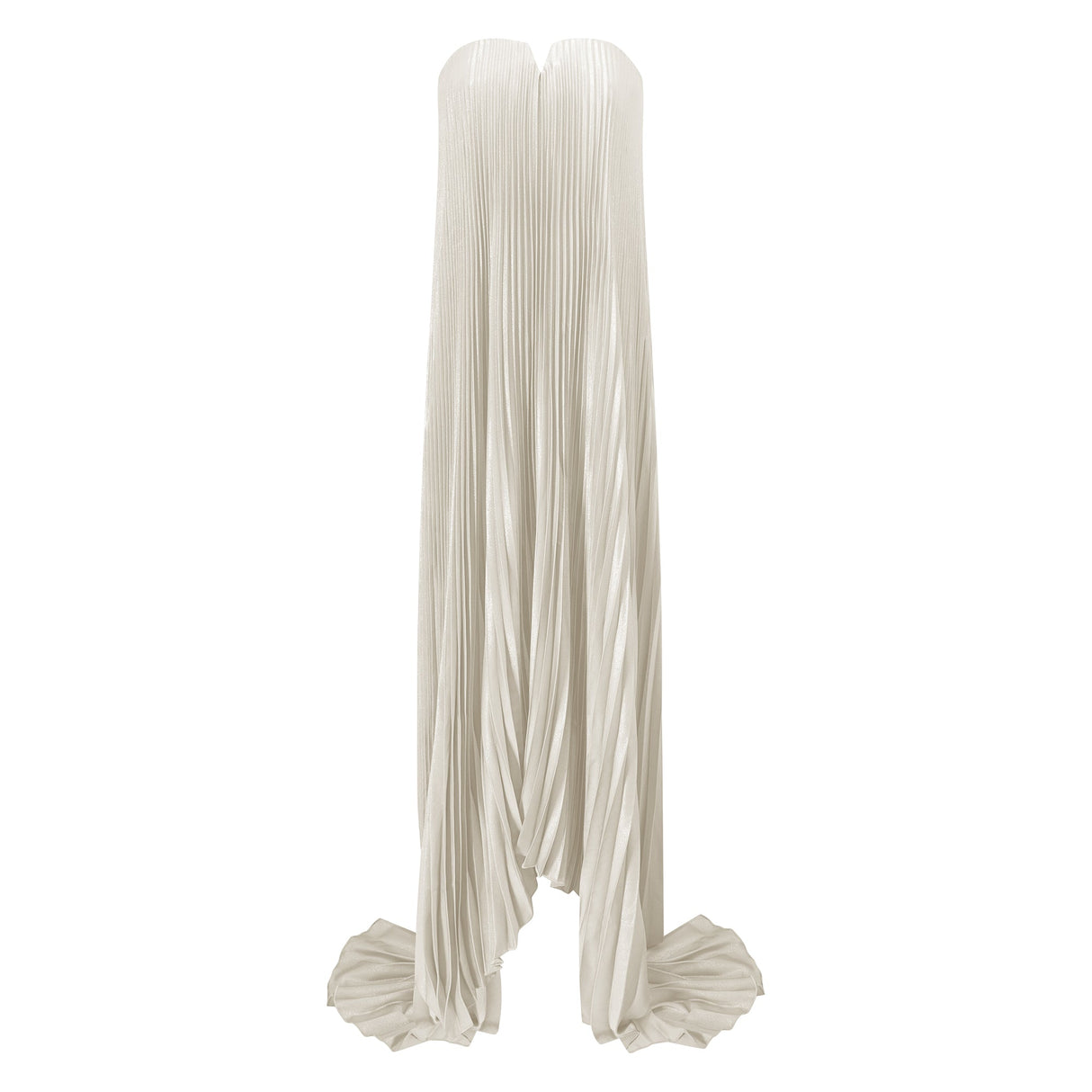 Aurohaya Satiné Gold Fully-pleated Maxi Dress