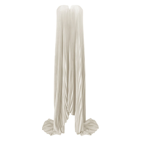 Aurohaya Satiné Gold Fully-pleated Maxi Dress