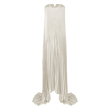 Aurohaya Satiné Gold Fully-pleated Maxi Dress