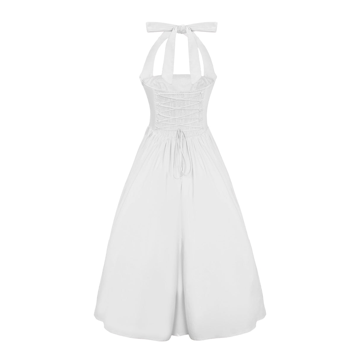 Aurohaya Eponine White Layered Flared Hem Midi Dress